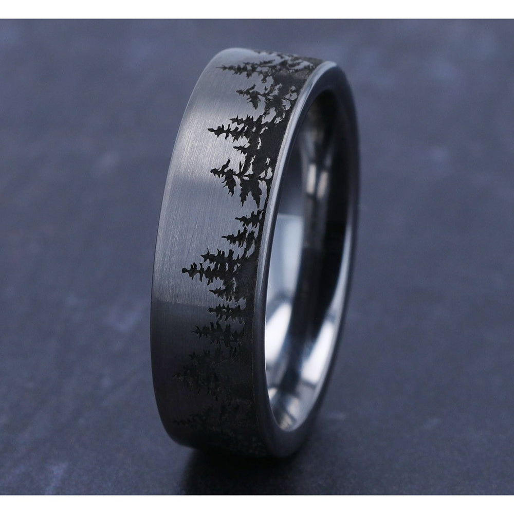 The Evergreen Men's Wedding Band in Tungsten - 7mm Width by Forge