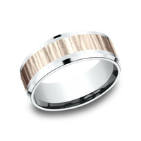 The Excavator Men's Wedding Band in 14K White and Rose Gold - 8mm Width by Benchmark