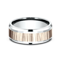 The Excavator Men's Wedding Band in 14K White and Rose Gold - 8mm Width by Benchmark