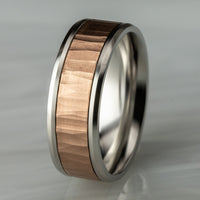 The Excavator Men's Wedding Band in 14K White and Rose Gold - 8mm Width by Benchmark