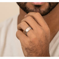 The Excavator Men's Wedding Band in 14K White and Rose Gold - 8mm Width by Benchmark
