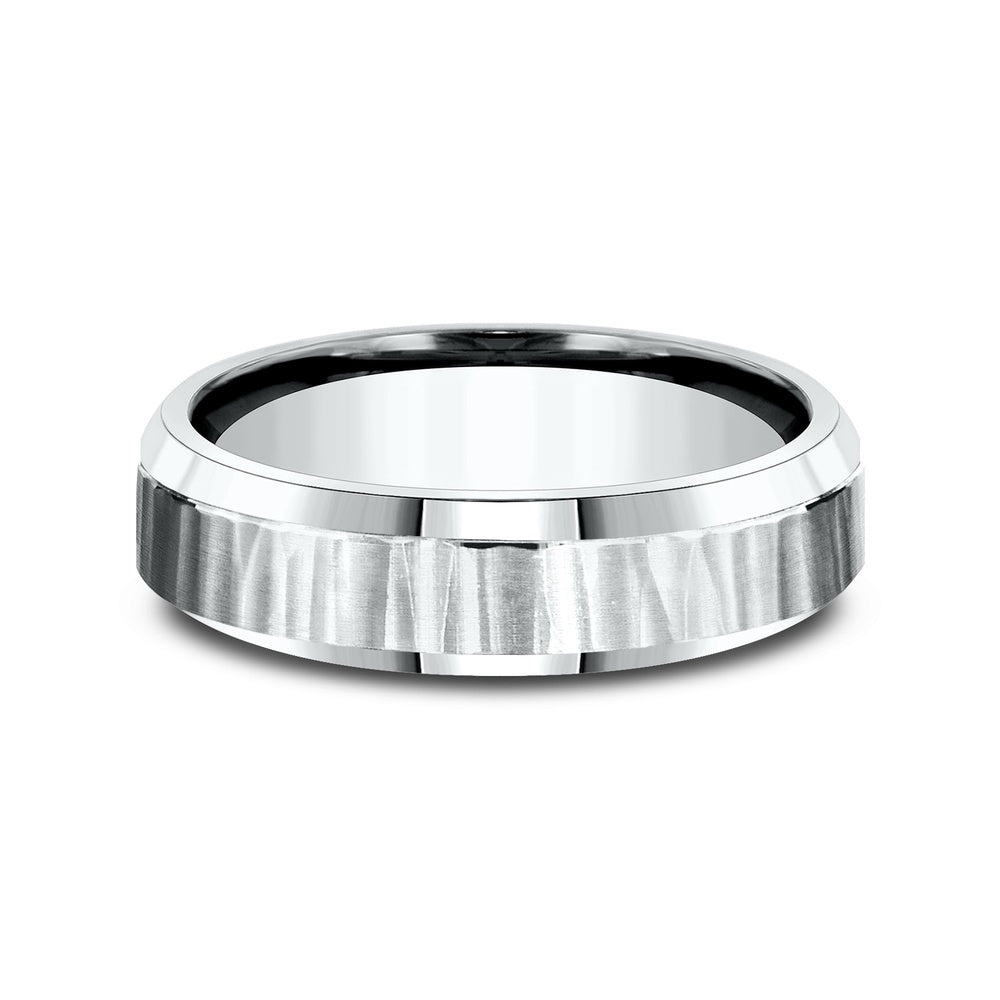 The Excavator Men's Wedding Band in 14K White Gold - 6mm Width by Benchmark