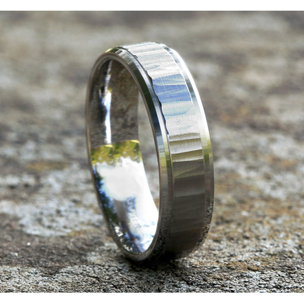 The Excavator Men's Wedding Band in 14K White Gold - 6mm Width by Benchmark