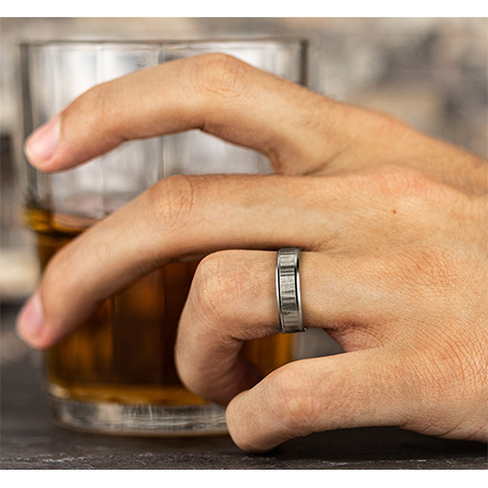 The Excavator Men's Wedding Band in 14K White Gold - 6mm Width by Benchmark