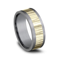 The Excavator Men's Wedding Band in Grey Tantalum and 14K Yellow Gold - 8mm Width by Ammara Stone