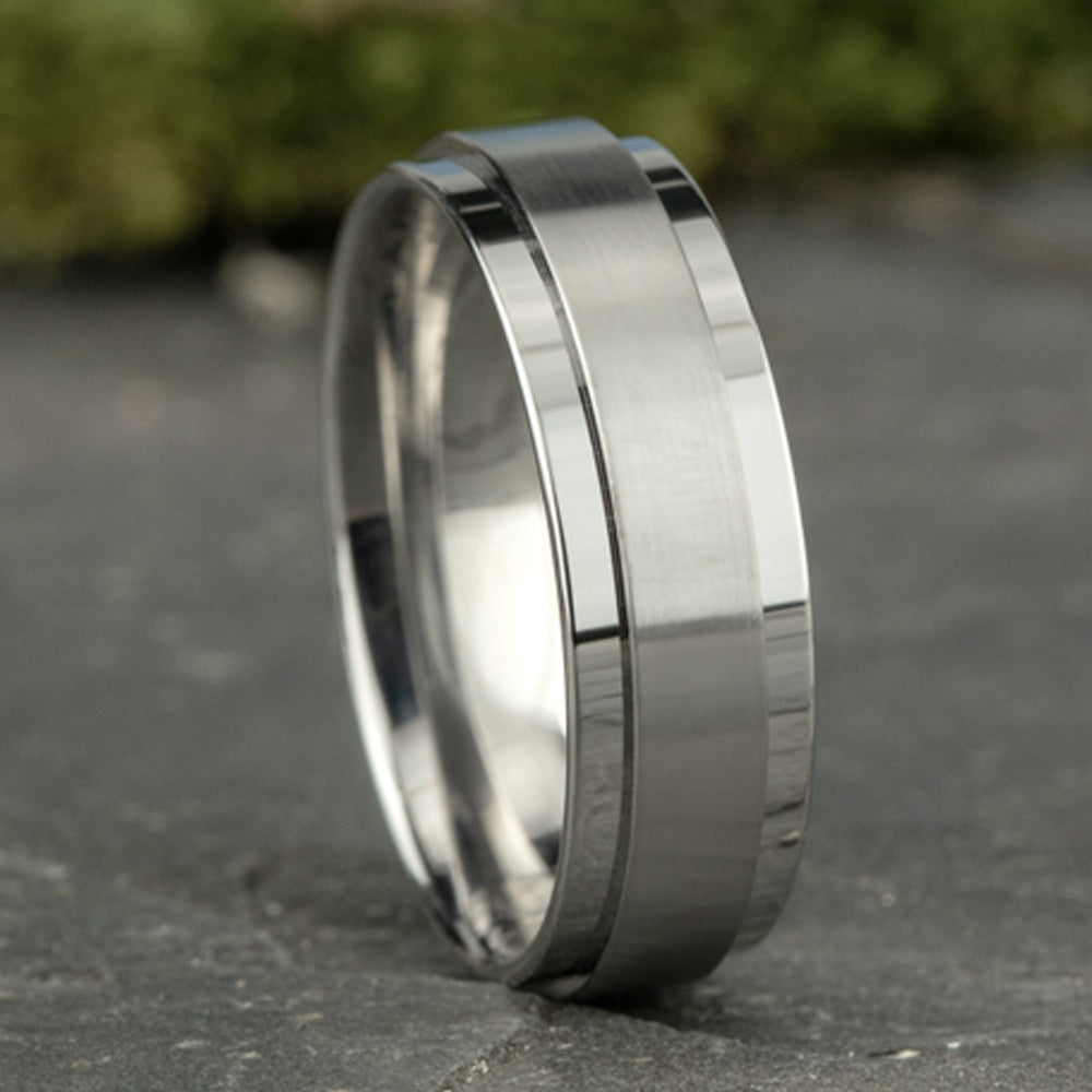 The Executive Men's Wedding Band in 14K White Gold - 7mm Width by Benchmark