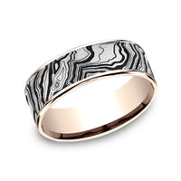 The Explorer Men's Wedding Band in 14K Rose Gold and Grey/Black Titanium - 7.5mm Width by Brook and Branch