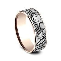 The Explorer Men's Wedding Band in 14K Rose Gold and Grey/Black Titanium - 7.5mm Width by Brook and Branch