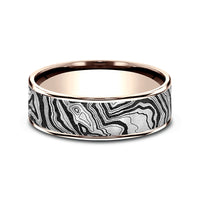 The Explorer Men's Wedding Band in 14K Rose Gold and Grey/Black Titanium - 7.5mm Width by Brook and Branch