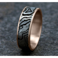 The Explorer Men's Wedding Band in 14K Rose Gold and Grey/Black Titanium - 7.5mm Width by Brook and Branch
