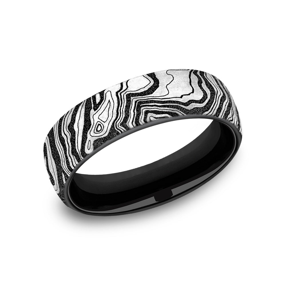 The Explorer Men's Wedding Band in Grey/Black Titanium - 7.5mm Width by Brook and Branch