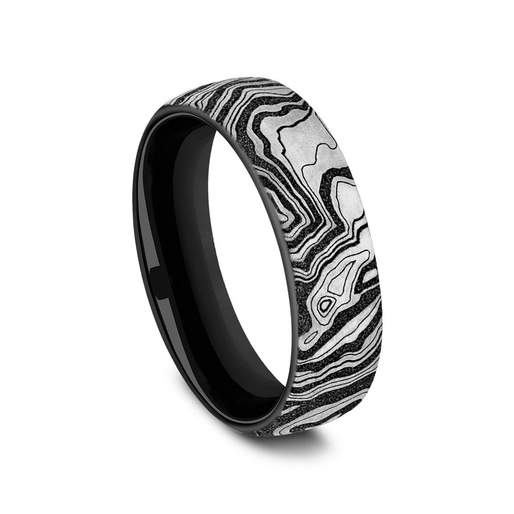 The Explorer Men's Wedding Band in Grey/Black Titanium - 7.5mm Width by Brook and Branch