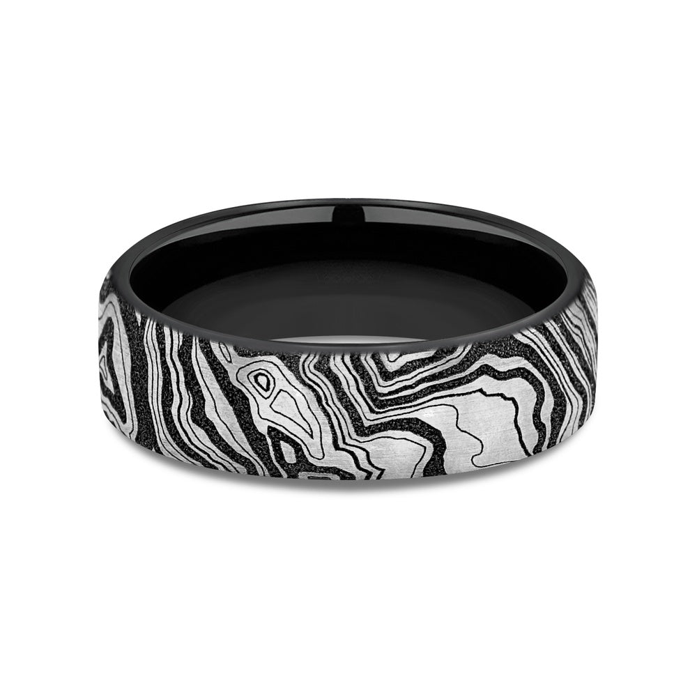 The Explorer Men's Wedding Band in Grey/Black Titanium - 7.5mm Width by Brook and Branch