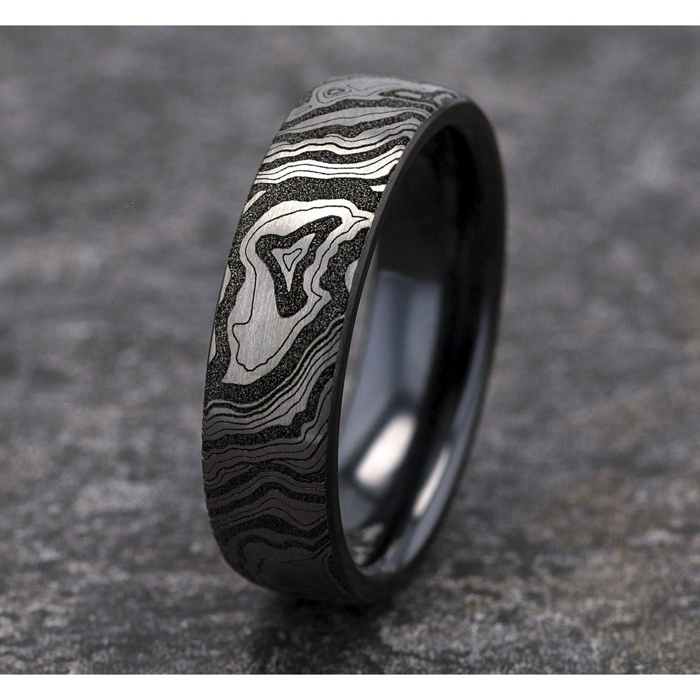 The Explorer Men's Wedding Band in Grey/Black Titanium - 7.5mm Width by Brook and Branch