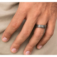 The Explorer Men's Wedding Band in Grey/Black Titanium - 7.5mm Width by Brook and Branch