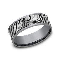 The Explorer Men's Wedding Band in Grey Tantalum and Grey/Black Titanium - 7.5mm Width by Brook and Branch