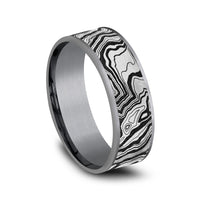 The Explorer Men's Wedding Band in Grey Tantalum and Grey/Black Titanium - 7.5mm Width by Brook and Branch