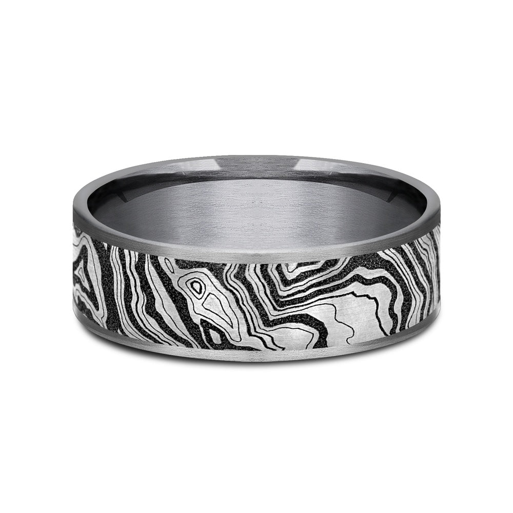 The Explorer Men's Wedding Band in Grey Tantalum and Grey/Black Titanium - 7.5mm Width by Brook and Branch