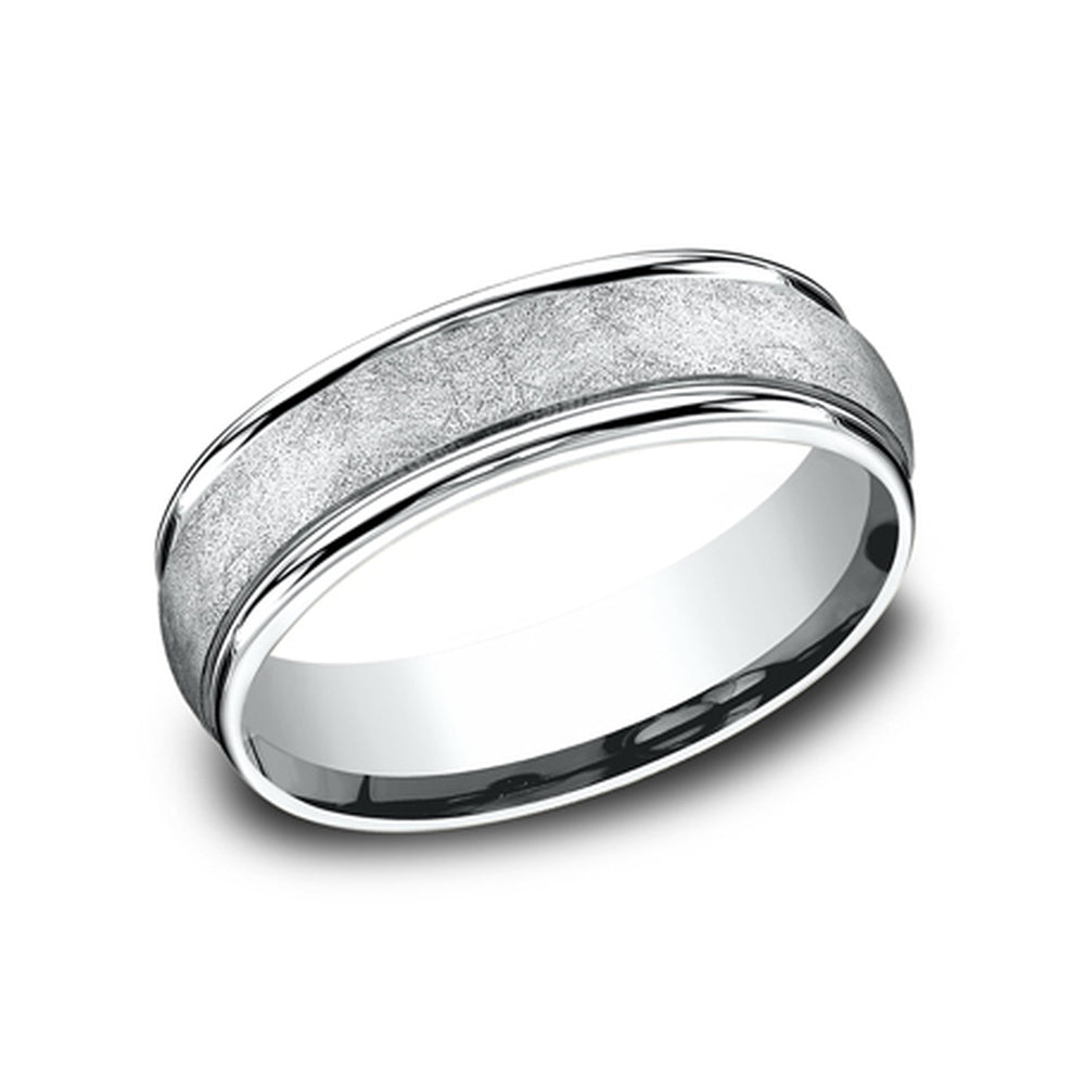 The Ezra Men's Wedding Band in 14K White Gold - 6.5mm Width by Benchmark