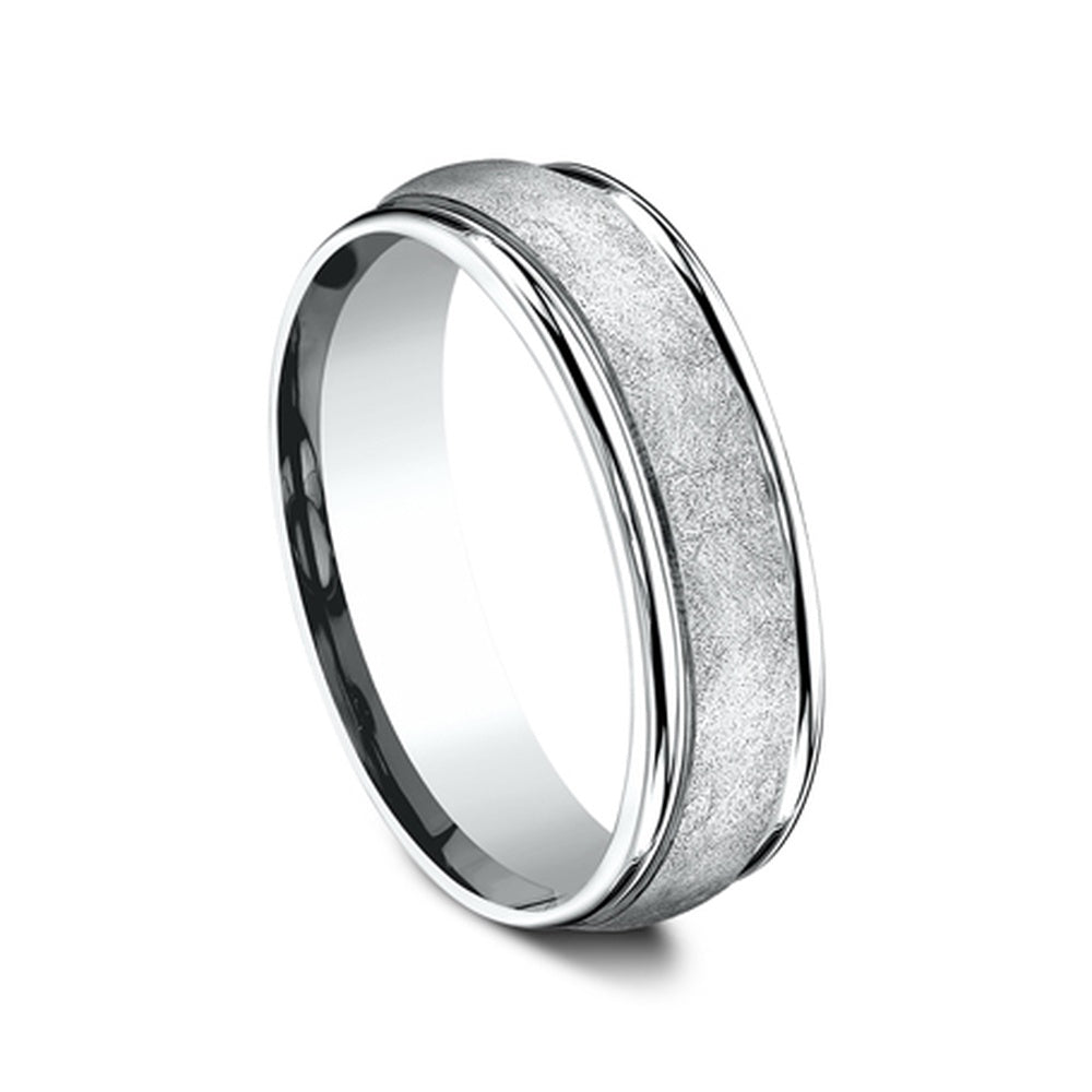 The Ezra Men's Wedding Band in 14K White Gold - 6.5mm Width by Benchmark