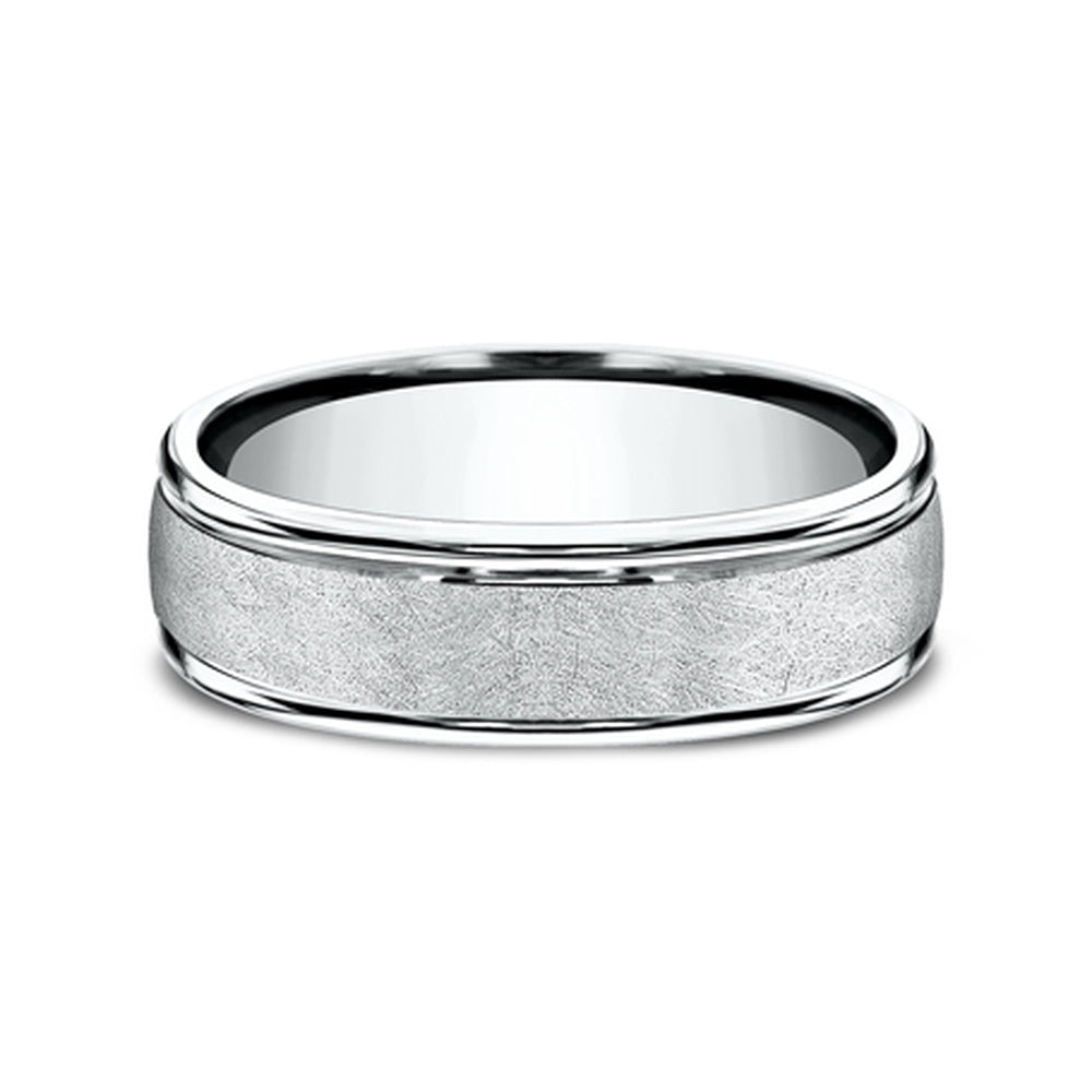 The Ezra Men's Wedding Band in 14K White Gold - 6.5mm Width by Benchmark