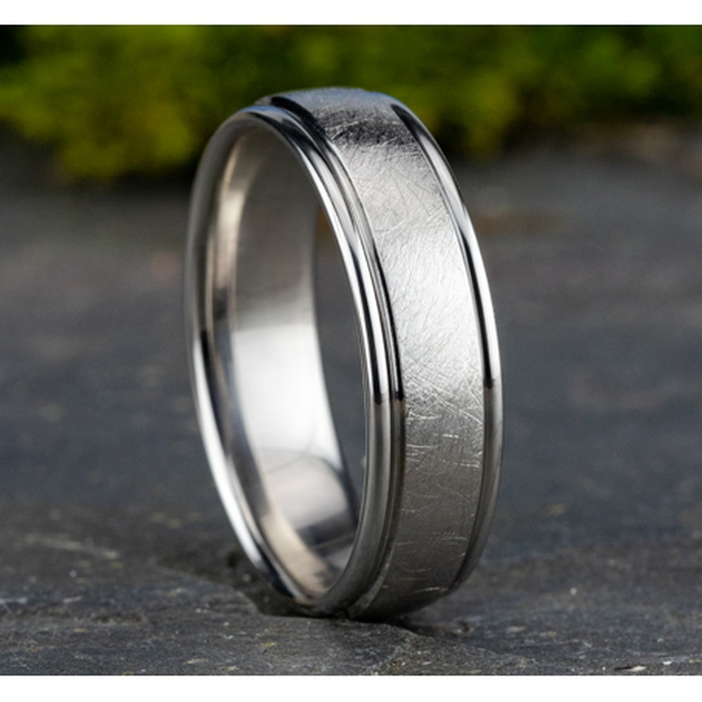 The Ezra Men's Wedding Band in 14K White Gold - 6.5mm Width by Benchmark