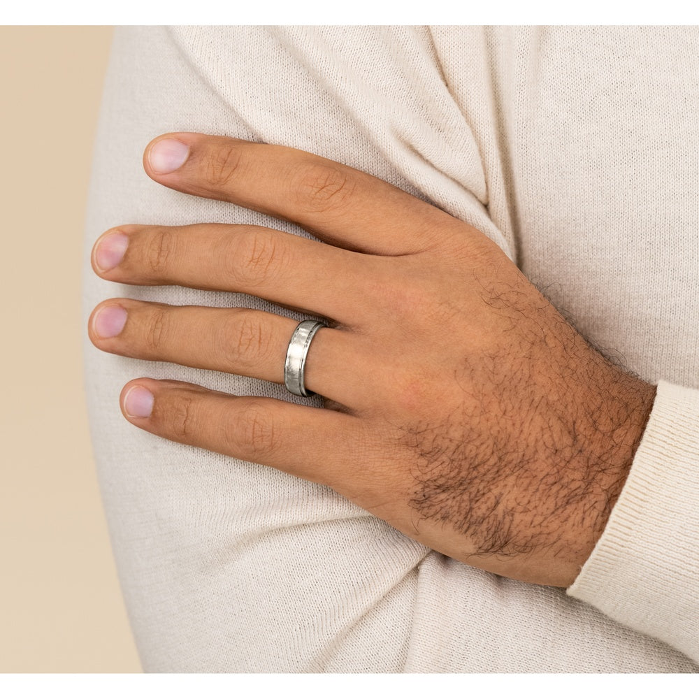 The Ezra Men's Wedding Band in 14K White Gold - 6.5mm Width by Benchmark