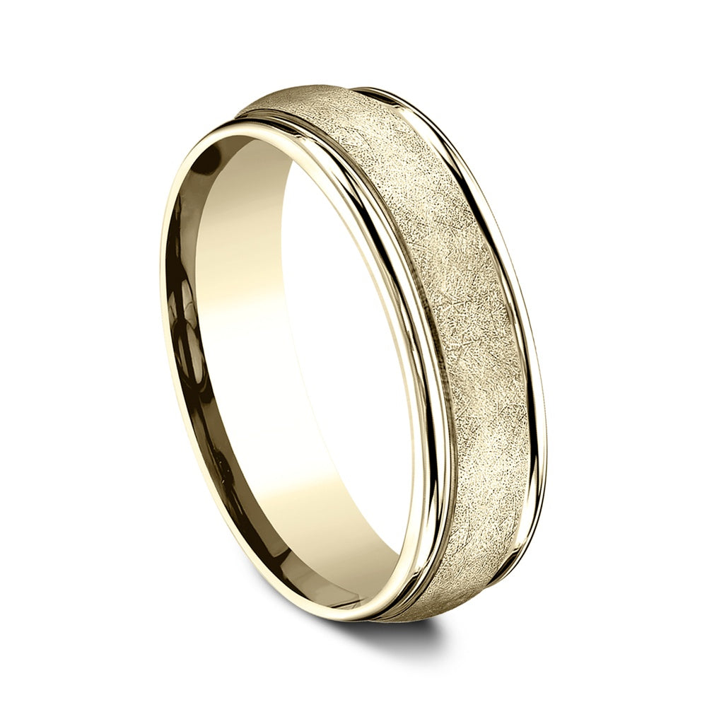 The Ezra Men's Wedding Band in 14K Yellow Gold - 6.5mm Width by Benchmark