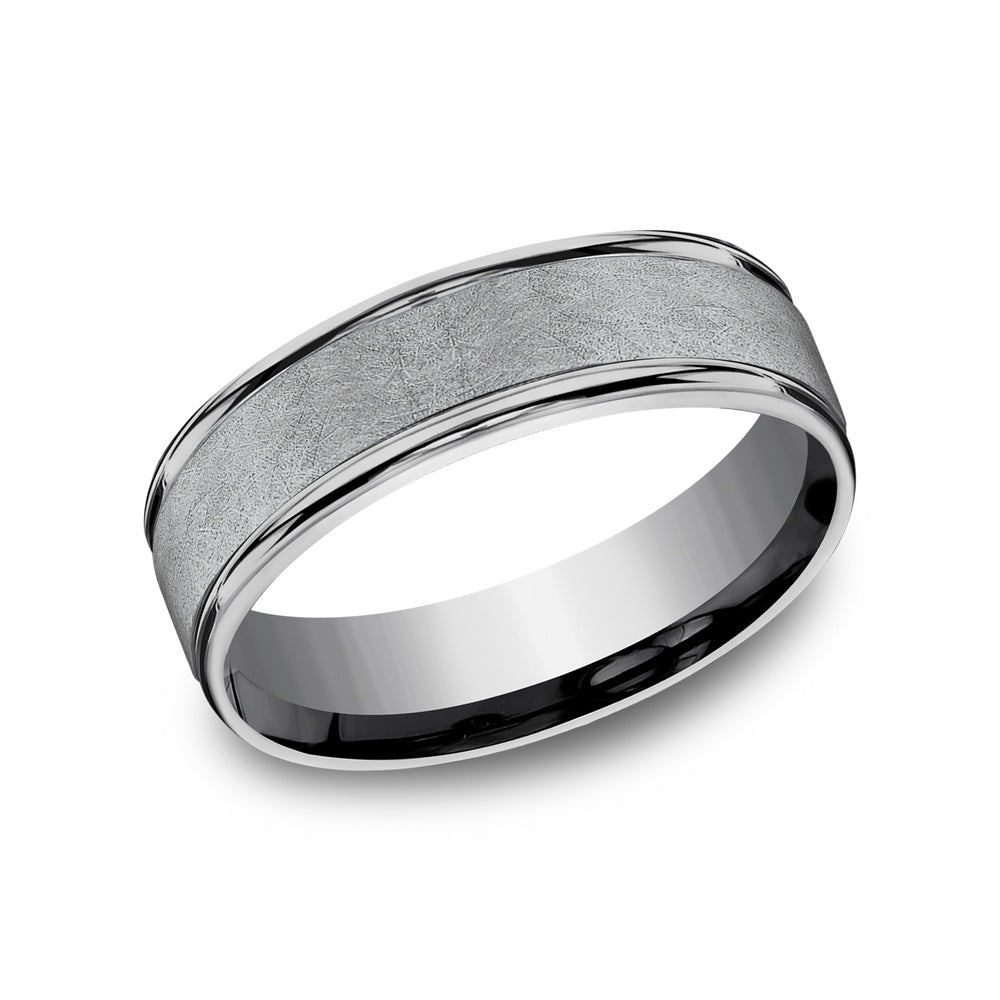 The Ezra Men's Wedding Band in Grey Tantalum - 6.5mm Width by Tantalum