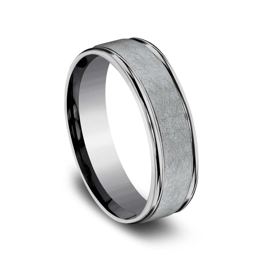 The Ezra Men's Wedding Band in Grey Tantalum - 6.5mm Width by Tantalum