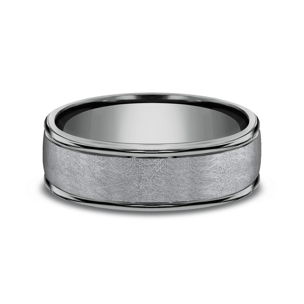 The Ezra Men's Wedding Band in Grey Tantalum - 6.5mm Width by Tantalum