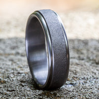 The Ezra Men's Wedding Band in Grey Tantalum - 6.5mm Width by Tantalum