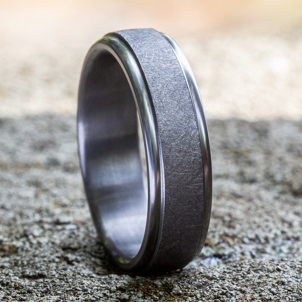 The Ezra Men's Wedding Band in Grey Tantalum - 6.5mm Width by Tantalum