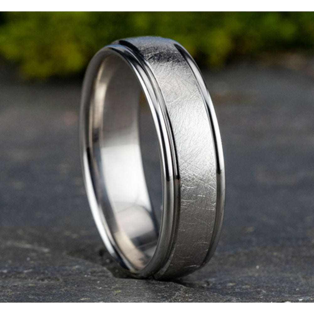 The Ezra Men's Wedding Band in White Cobalt - 6.5mm Width by Forge