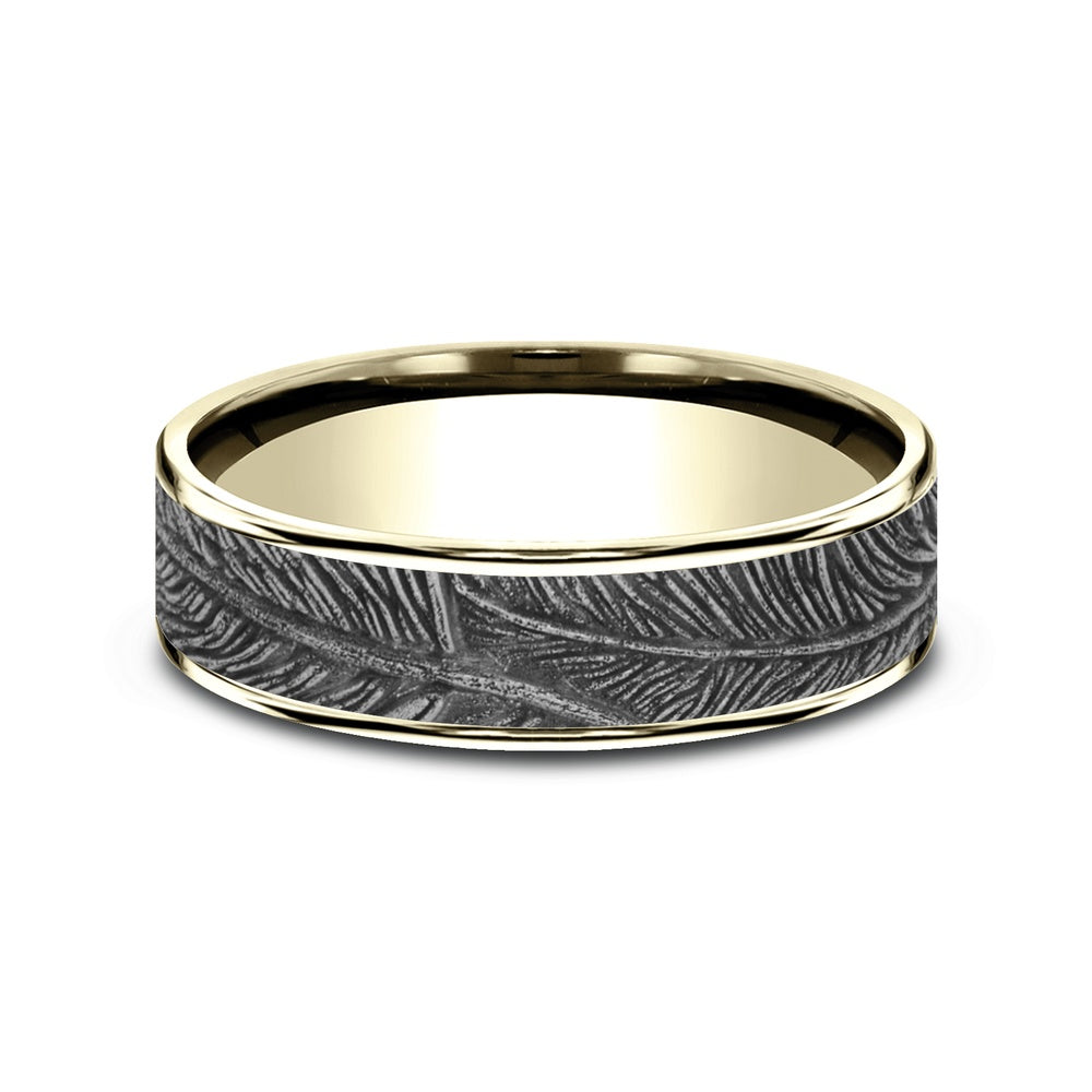 The Falcon Men's Wedding Band in 14K Yellow and White Gold - 6.5mm Width by Benchmark