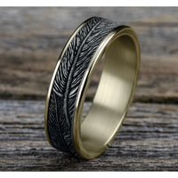 The Falcon Men's Wedding Band in 14K Yellow and White Gold - 6.5mm Width by Benchmark
