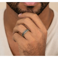 The Falcon Men's Wedding Band in 14K Yellow and White Gold - 6.5mm Width by Benchmark