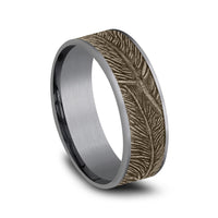 The Falcon Men's Wedding Band in Grey Tantalum and 14K Rose Gold - 7.5mm Width by Ammara Stone