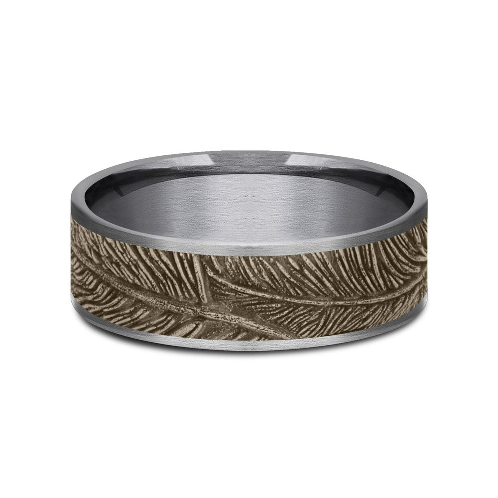 The Falcon Men's Wedding Band in Grey Tantalum and 14K Rose Gold - 7.5mm Width by Ammara Stone