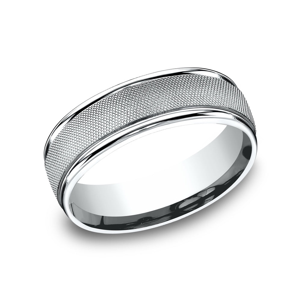 The Fiore Men's Wedding Band in 14K White Gold - 7mm Width by Benchmark