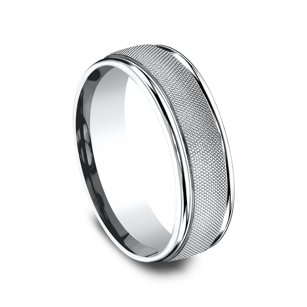 The Fiore Men's Wedding Band in 14K White Gold - 7mm Width by Benchmark