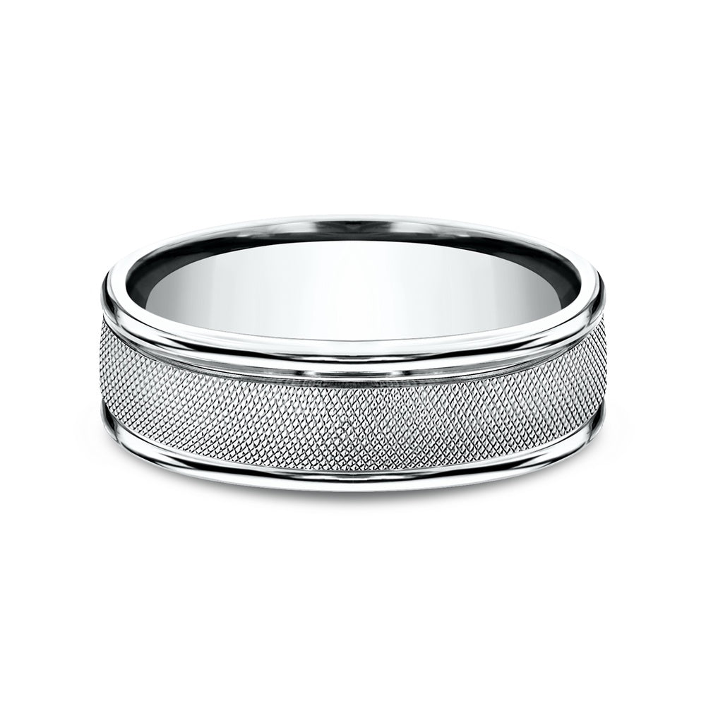 The Fiore Men's Wedding Band in 14K White Gold - 7mm Width by Benchmark