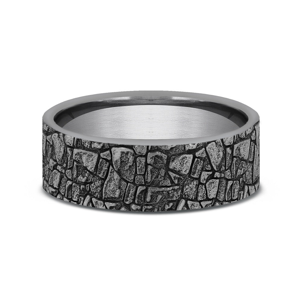 The Flagstone Men's Wedding Band in Grey Tantalum - 7mm Width by Brook and Branch