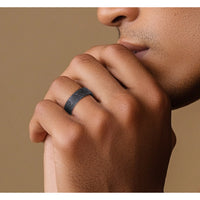The Flagstone Men's Wedding Band in Grey Tantalum - 7mm Width by Brook and Branch