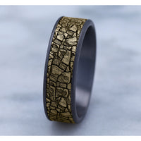 The Flagstone Men's Wedding Band in Grey Tantalum and 14K Yellow Gold - 7.5mm Width by Brook and Branch