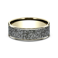 The Gallery Men's Wedding Band in 14K Yellow Gold and Grey Tantalum - 7.5mm Width by Ammara Stone