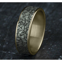 The Gallery Men's Wedding Band in 14K Yellow Gold and Grey Tantalum - 7.5mm Width by Ammara Stone