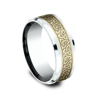 The Galway Men's Wedding Band in 14K White and Yellow Gold - 8mm Width by Benchmark