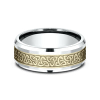 The Galway Men's Wedding Band in 14K White and Yellow Gold - 8mm Width by Benchmark