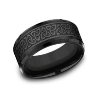 The Galway Men's Wedding Band in Black Titanium - 9mm Width by Forge